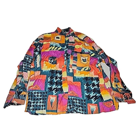 1980's Abstract Vintage The Limited Matching Outfit Skirt Button Down Shirt Bold - Picture 4 of 16